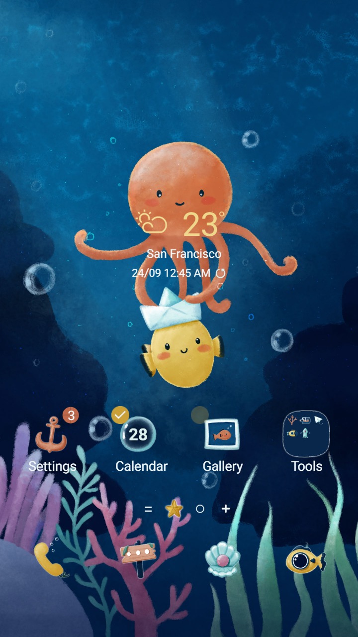 ❤️Mun❤️ Under the Ocean ~❤️ Premium Theme about octopus and fish play together