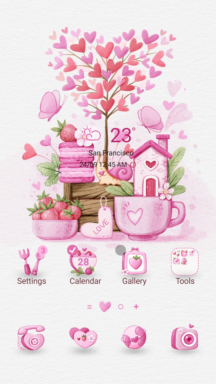 ❤️Mun❤️ Love Tree of Snail ~❤️ Premium Theme the snail's house is next to the tree with heart-shaped leaves