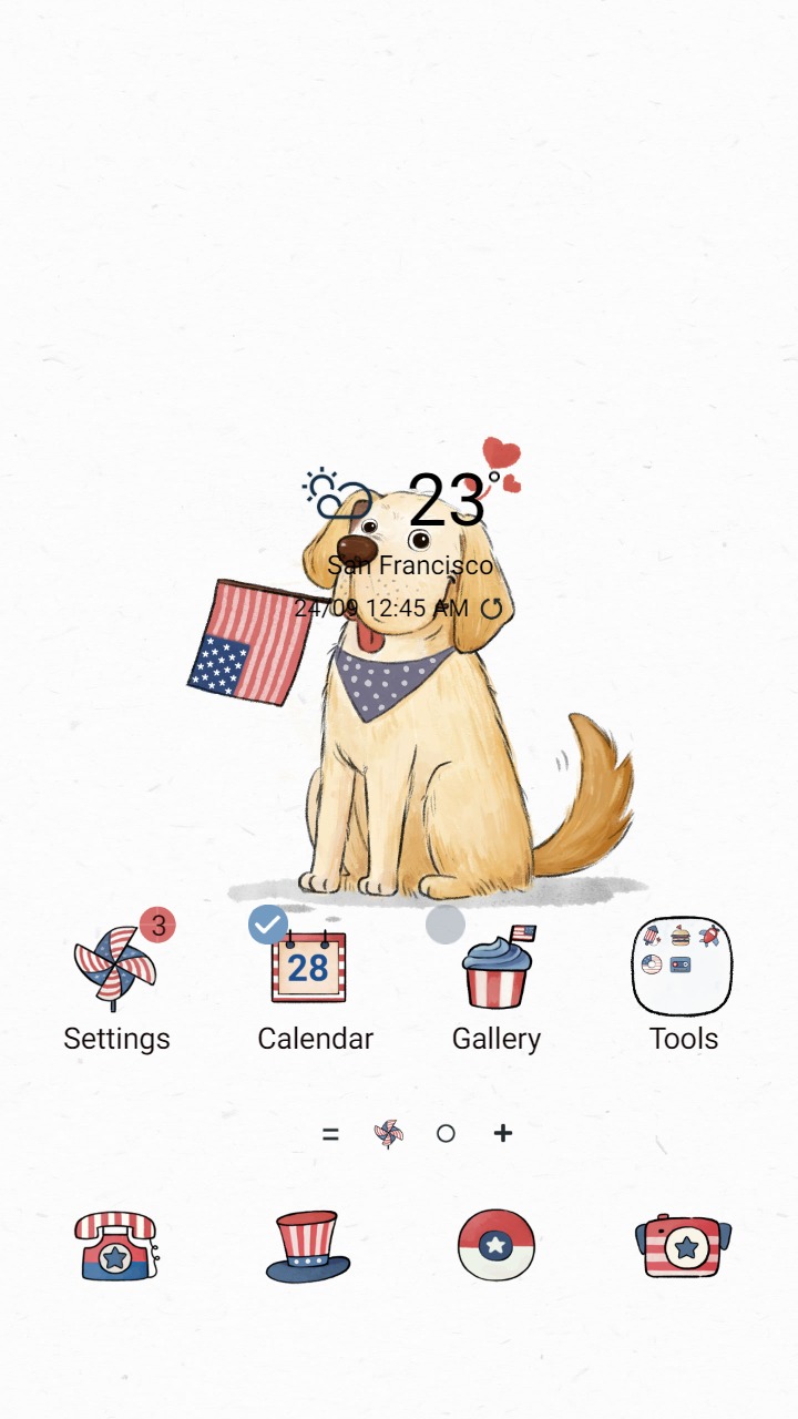 ❤️Mun❤️ Golden Dogs ~❤️ Premium Theme about an adorable dog with a love for America