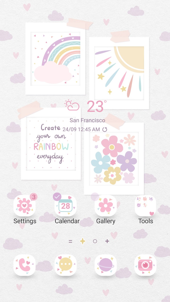 ❤️Mun❤️ Rainbow Aesthetic ~❤️ Premium Theme with a rainbow made of your own pastel colors