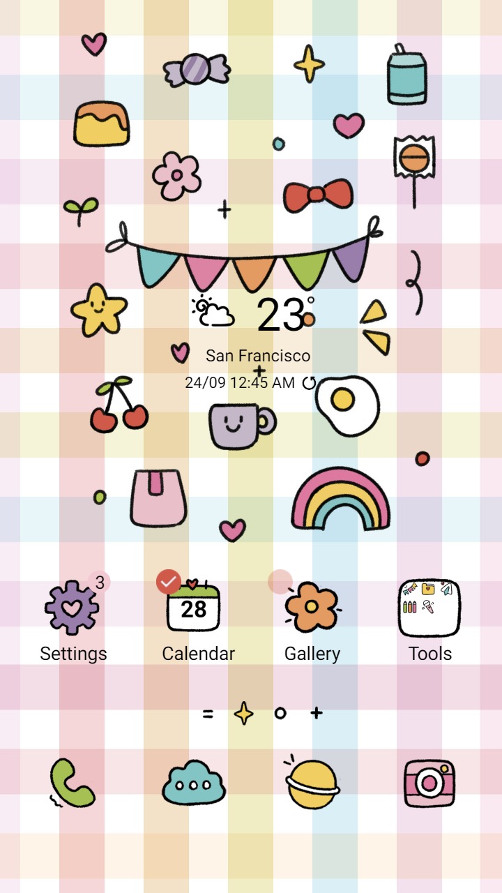 ❤️Mun❤️ Pastel Mini Icon ~❤️ Premium Theme about the pastel gingham with mini cute icon