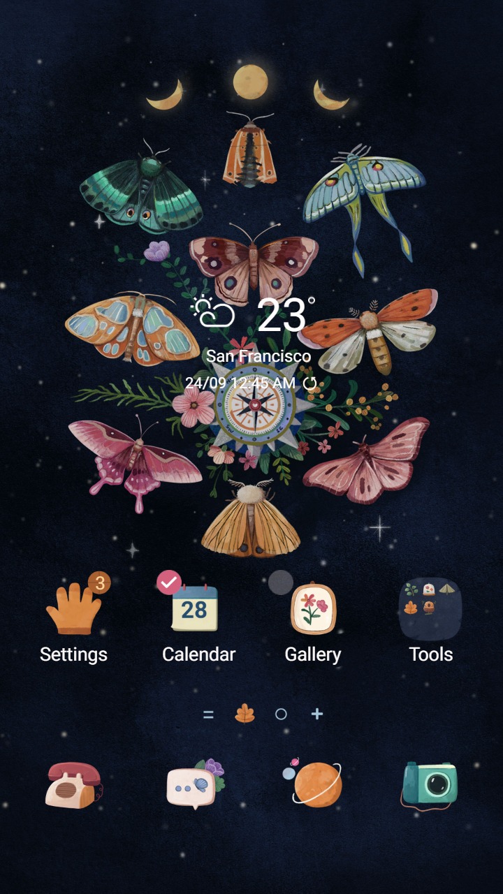 ❤️Mun❤️ Night Butterflies ~❤️ Premium Theme colorful moths fly in the night