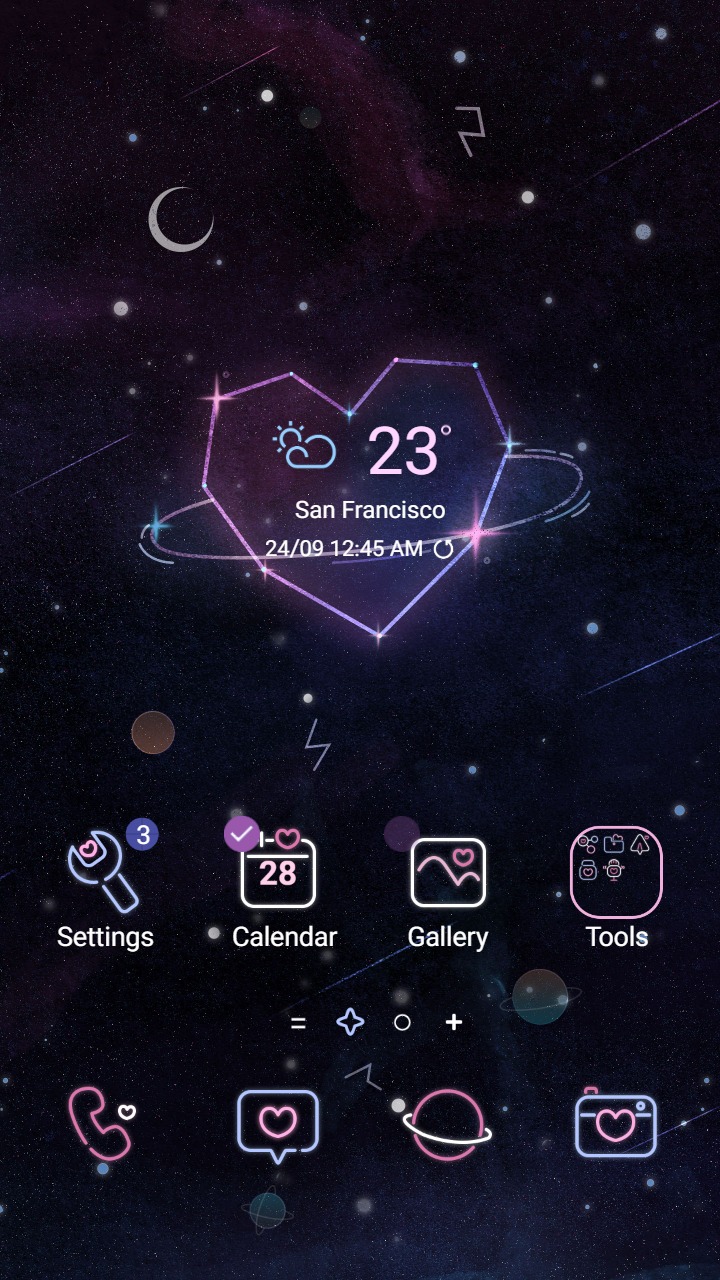 ❤️Mun❤️ Heart Constellation ~❤️ Premium Theme sparkling constellations above the Milky Way