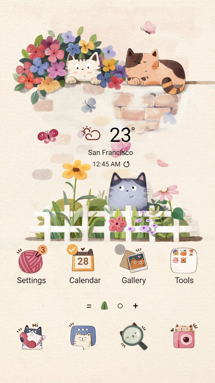❤️Mun❤️ Cats and Flower bush ~❤️ Premium Theme naughty cats play next to flower bushes