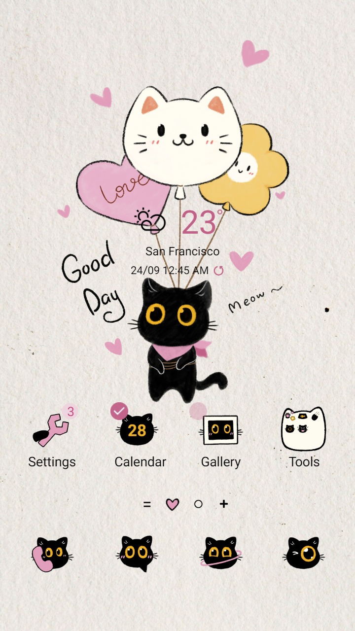 ❤️Mun❤️ Black Cat Balloons ~❤️ Premium Theme about black cat flying with balloons