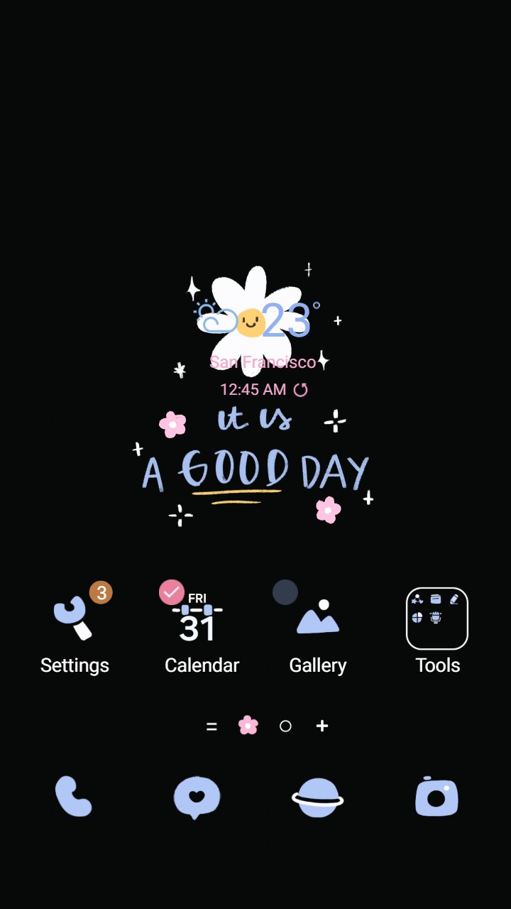 ❤️Mun❤️ Midnight Bloom ~❤️ Premium Theme a happy daisy in dark mode
