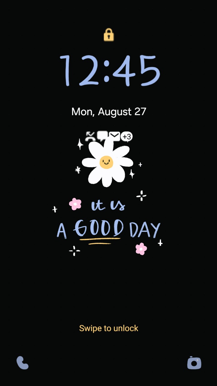 ❤️Mun❤️ Midnight Bloom ~❤️ Premium Theme a happy daisy in dark mode
