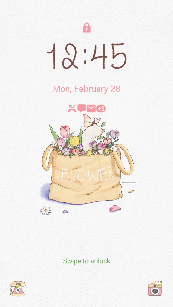 ❤️Mun❤️ Flower Kitten ~❤️ Premium Theme a cute kitten in a flower-filled bag with butterfly