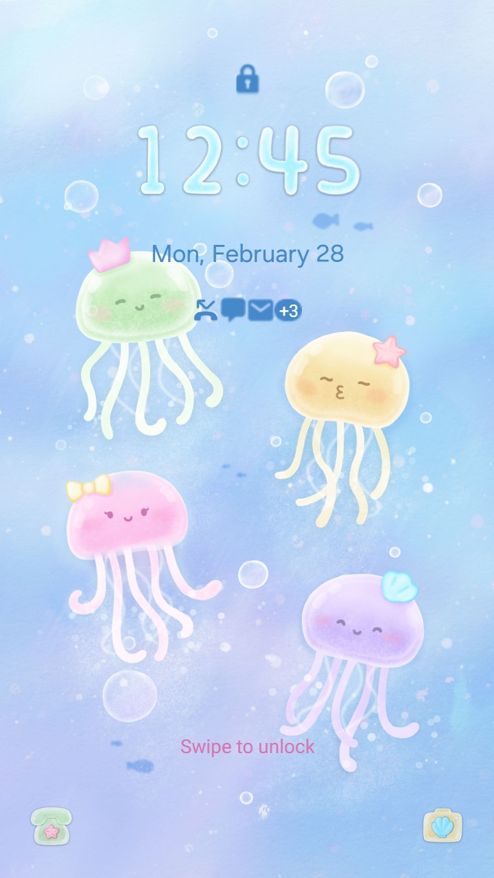 ❤️Mun❤️ Jelly Friends ~❤️ Premium Theme cute pastel jellyfish floating peacefully underwater
