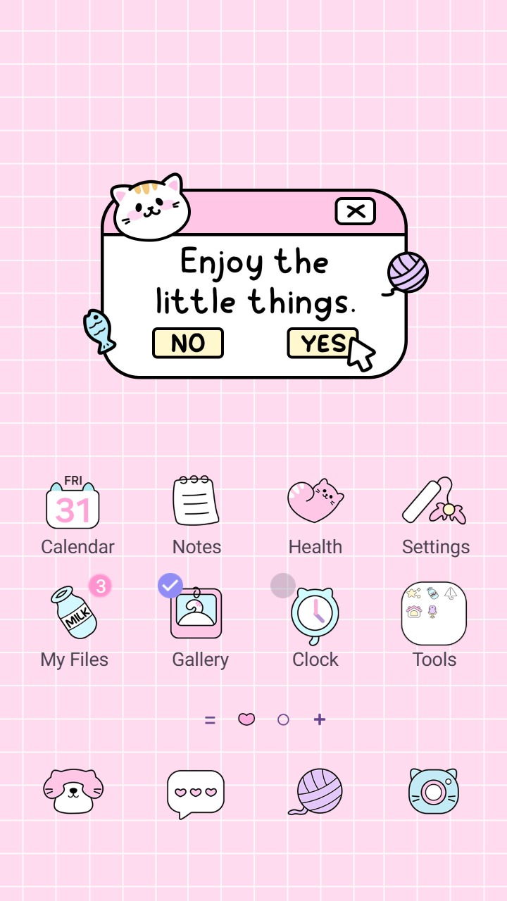 ❤️Mun❤️ Little Reminder ~❤️ Premium Theme a cute cat pop-up reminds you to enjoy life’s tiny moments