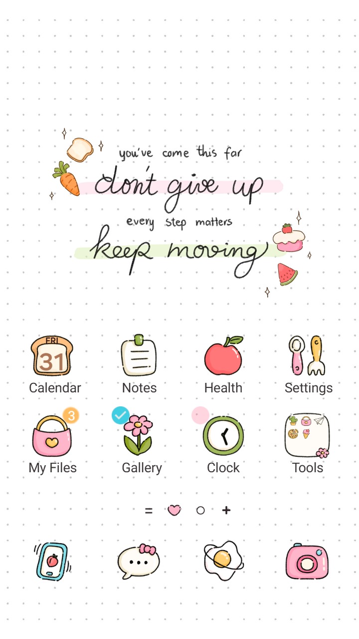 ❤️Mun❤️ Positive Message ~❤️ Premium Theme cute handwritten quote with snacks reminding you to keep moving forward