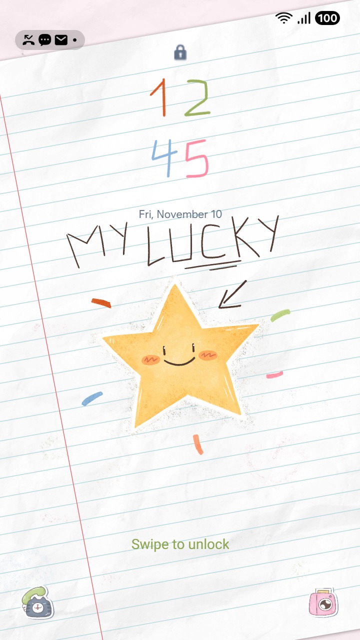 ❤️Mun❤️ Lucky Star Notes ~❤️ Premium Theme a cheerful doodle page with a smiling star and playful icons