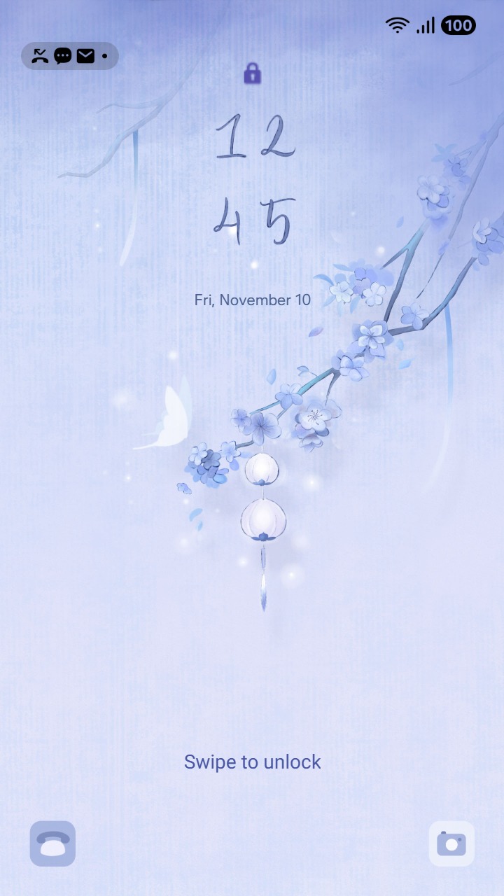 ❤️Mun❤️ Lantern Blossoms ~❤️ Premium Theme soft blossoms and lanterns glow in a dreamy blue mist