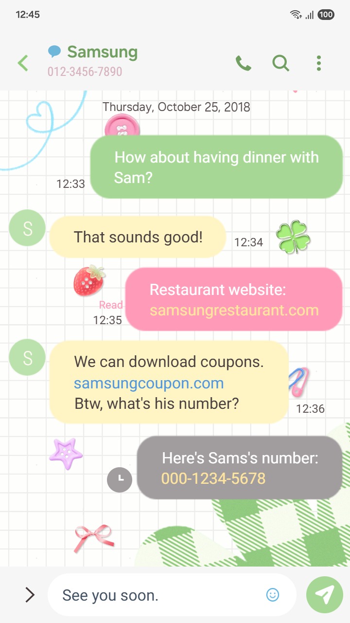 ❤️Mun❤️ Brighter Days ~❤️ Premium Theme cheerful doodles with clovers, strawberries and bows inspire positivity