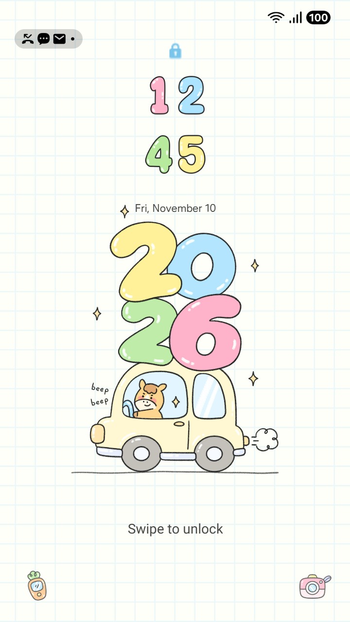 ❤️Mun❤️ Horse Journey New Year ~❤️ Premium Theme a happy horse drives into 2026, celebrating a joyful new beginning