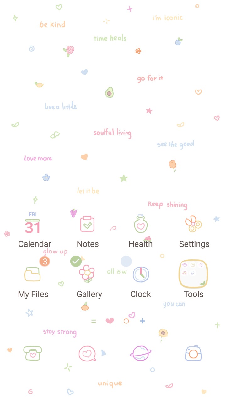 ❤️Mun❤️ Quote Pattern ~❤️ Premium Theme colorful, handwritten positive affirmations and cute doodles