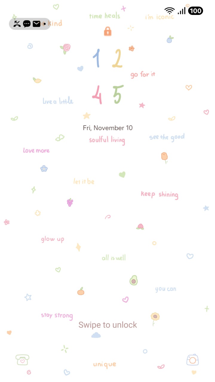 ❤️Mun❤️ Quote Pattern ~❤️ Premium Theme colorful, handwritten positive affirmations and cute doodles