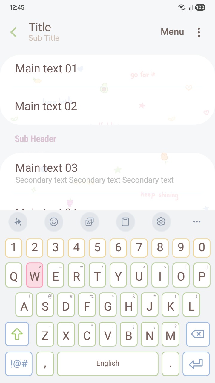 ❤️Mun❤️ Quote Pattern ~❤️ Premium Theme colorful, handwritten positive affirmations and cute doodles