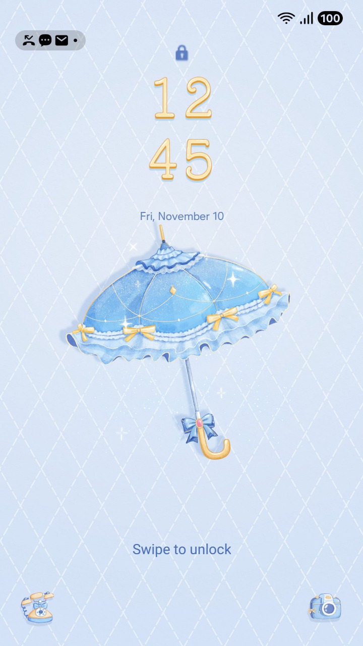 ❤️Mun❤️ Dreamy Blue Umbrella ~❤️ Premium Theme lovely blue umbrella decorated with frills, gold stars and moon charms