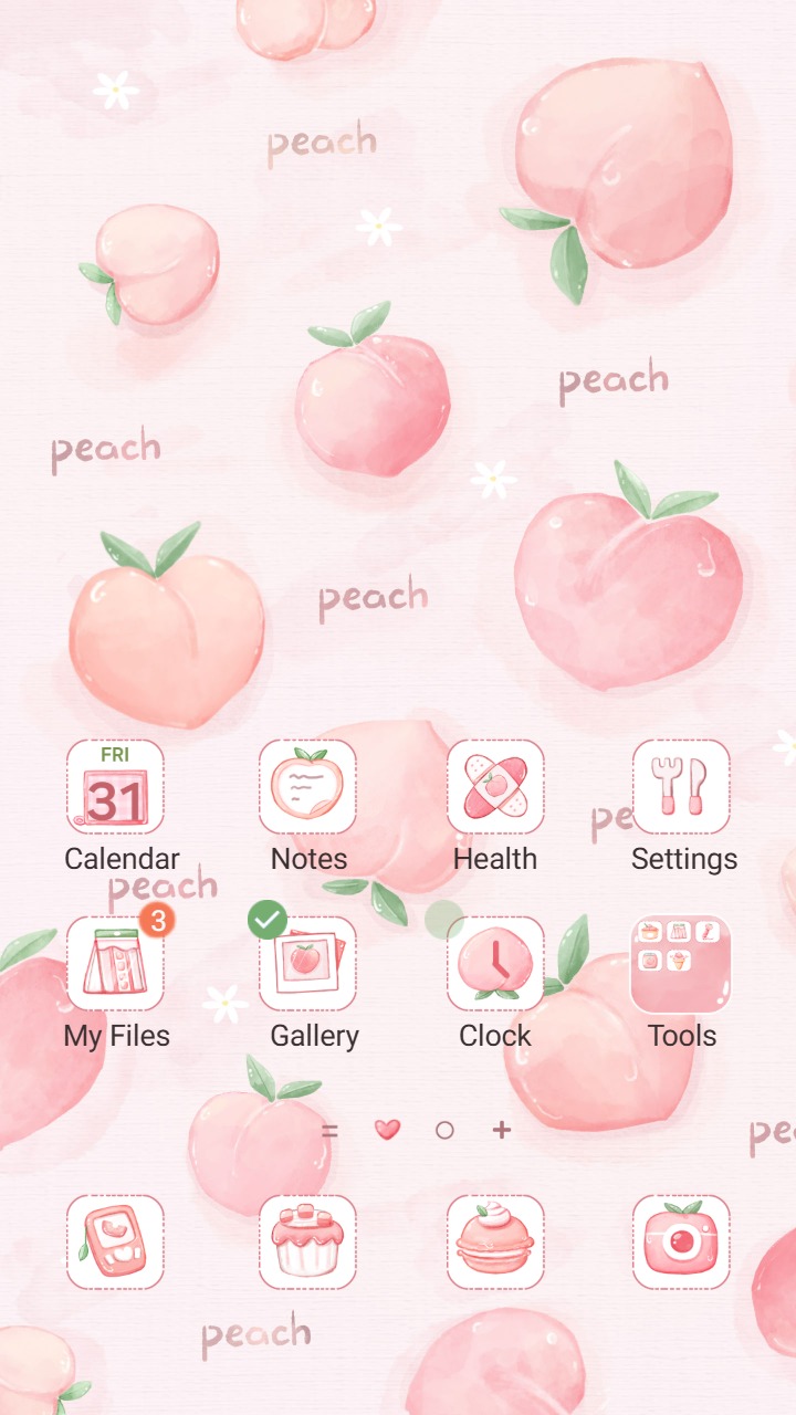 ❤️Mun❤️ Peach Pattern dream ~❤️ Premium Theme soft peach illustrations repeat in a sweet pastel pattern