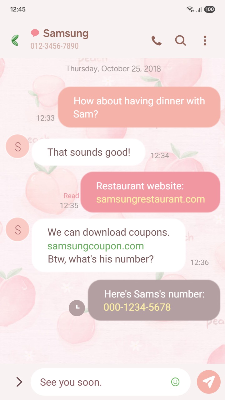 ❤️Mun❤️ Peach Pattern dream ~❤️ Premium Theme soft peach illustrations repeat in a sweet pastel pattern