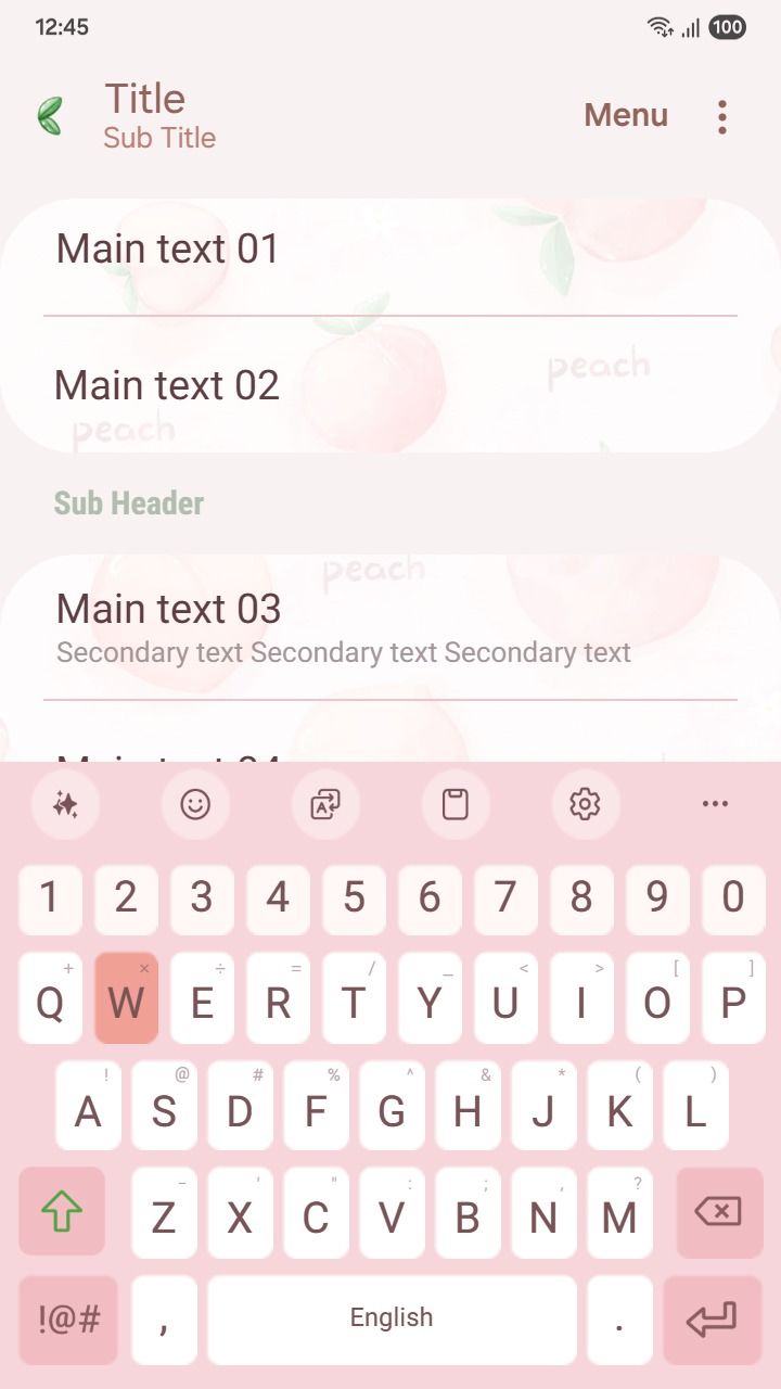 ❤️Mun❤️ Peach Pattern dream ~❤️ Premium Theme soft peach illustrations repeat in a sweet pastel pattern