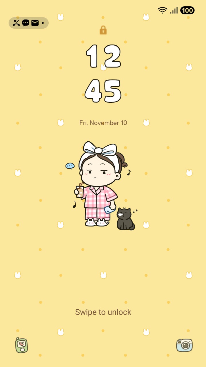 ❤️Mun❤️ Weekend Chill Girl ~❤️ Premium Theme relaxed pajama girl with coffee and cat in cozy weekend vibes