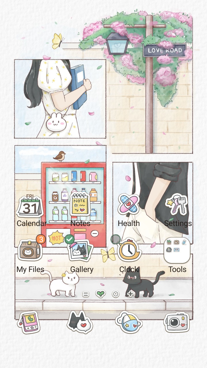 ❤️Mun❤️ Love Road Story ~❤️ Premium Theme soft romantic street scenes with blooming flowers and gentle moments