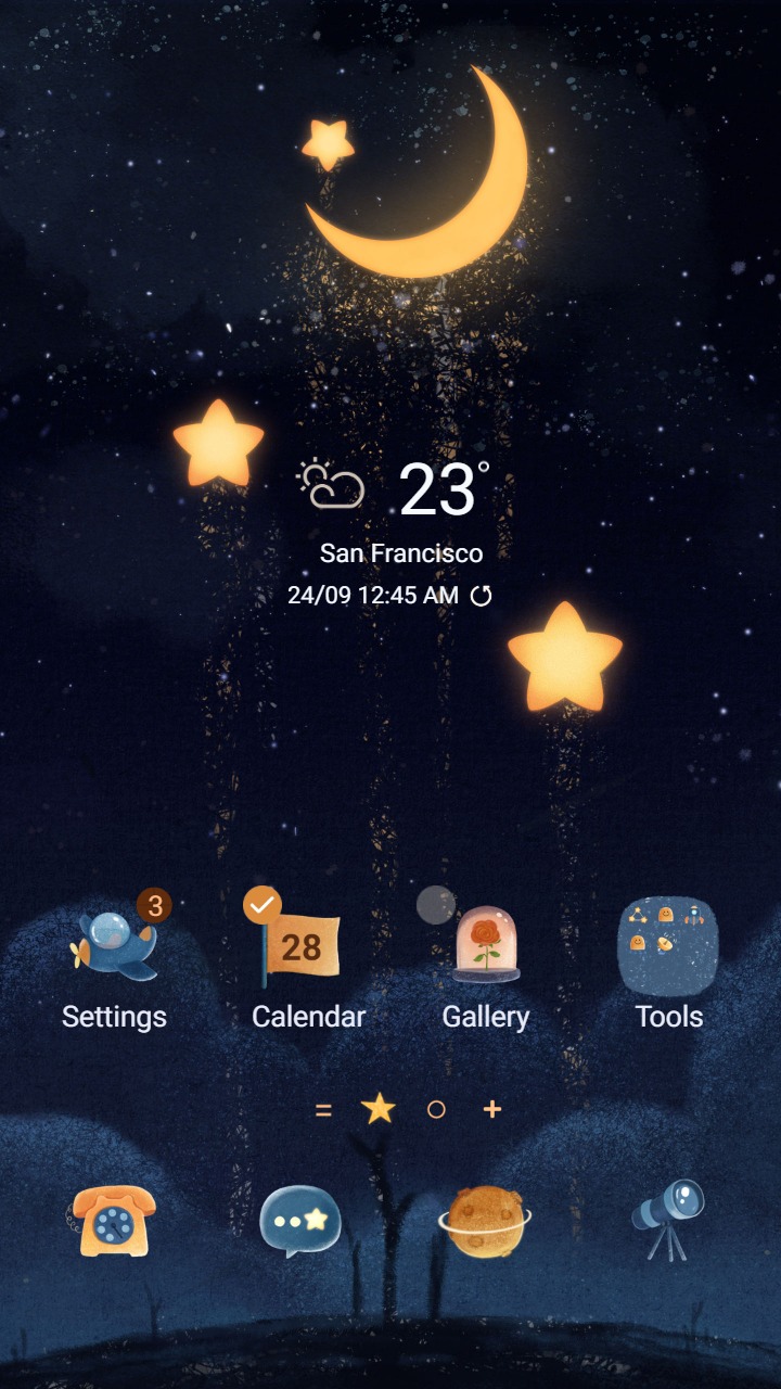 [Sim] Star Night ~ Premium Theme gorgeous dream night sky with star and moon