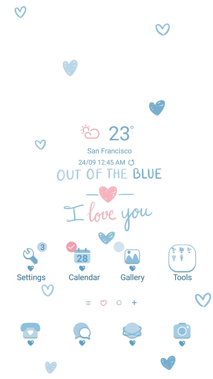 [Sim] Lovely Blue Heart ~ Premium Theme embracing love in a serene sky