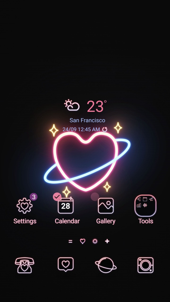 [Sim] Neon Romance ~ Premium Theme neon hearts stand out on a black background