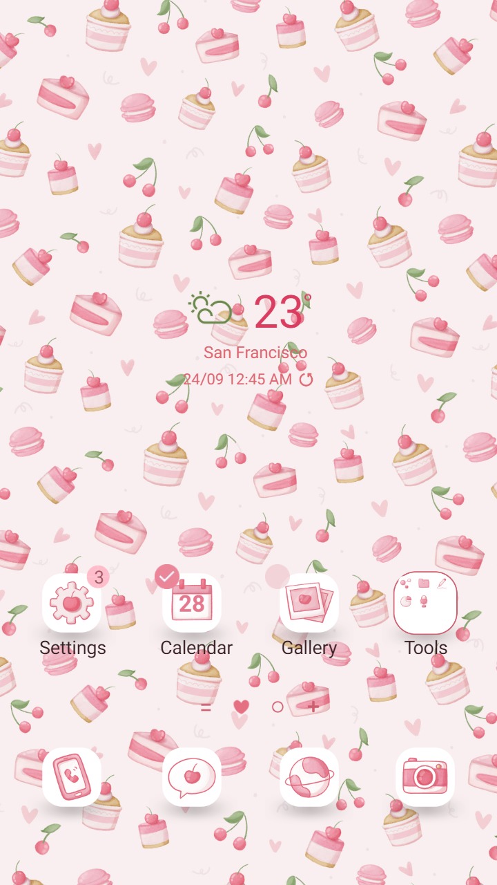 [Sim] Sweetness pink ~ Premium Theme Immerse yourself in the sweet pink color of cake and cherries