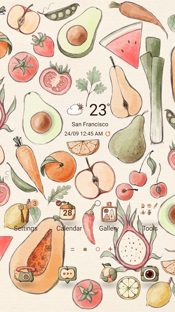 [Sim] Fruit and Vegetable Animated ~ Premium Animated Theme & Sound Pack about healthy vegetables and fruits