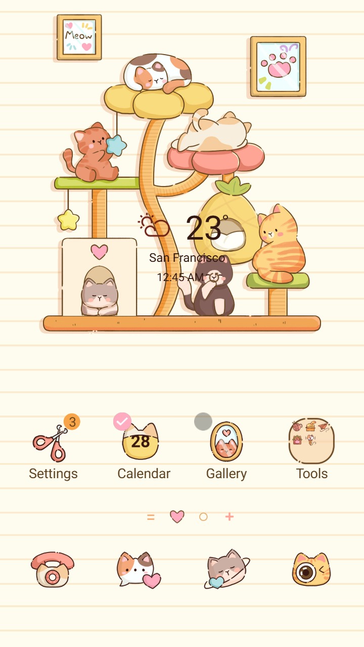 [Sim] Cat Playground ~ Premium Theme  cute cats nap and play on a pastel indoor climbing tree