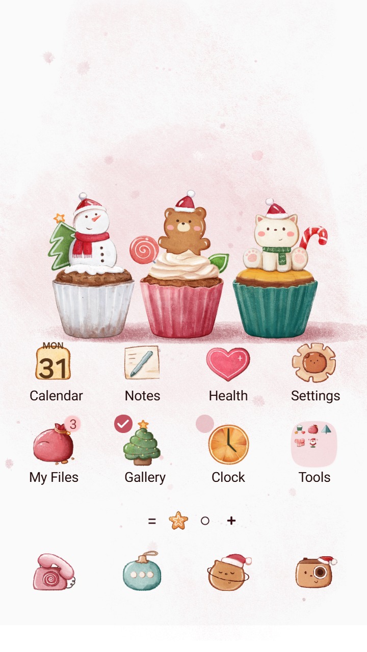 [Sim] Cute Christmas Cupcake ~ Premium Theme festive cupcakes topped with cute characters bring holiday sweetness